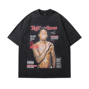 Vintage Lil Wayne t-shirt hip-hop tee retro rapper top in grey