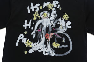 Psychedelic cartoon t-shirt paint scribble tee hippie top in white