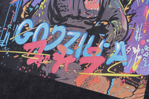 Godzilla t-shirt monster print tee y2k cartoon top in vintage grey