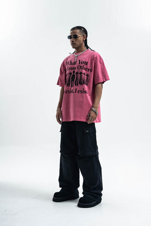 Psychedelic slogan t-shirt retro slogan top human print tee in orange