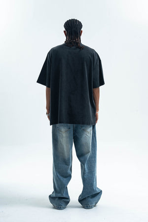 Boxer t-shirt kitten print top cat tee grunge jumper in black