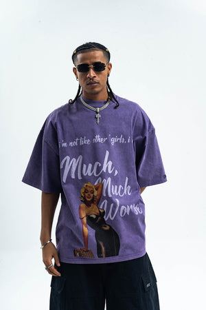 Art deco t-shirt retro movie girl top blondie hollywood tee in blue