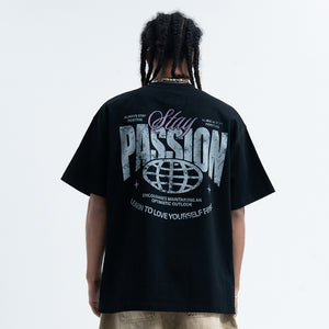 Passion slogan t-shirt grunge punk top rocker tee in grey