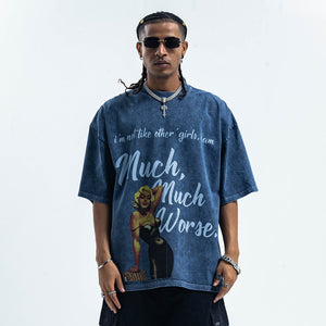 Art deco t-shirt retro movie girl top blondie hollywood tee in blue