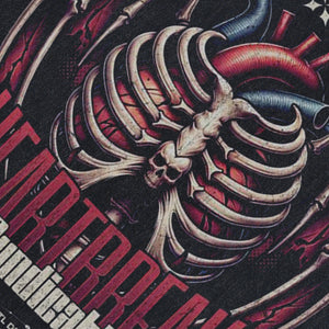 Skeleton bones sleeveless t-shirt skull print surfer vest heartbreak slogan tank top in acid wash black