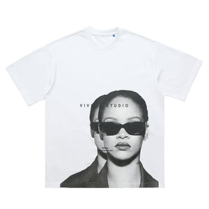 Rihanna t-shirt retro singer top grunge r&b princess tee black