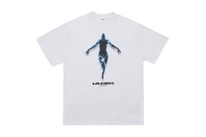 Cyber human t-shirt psychedelic top futuristic tee in white