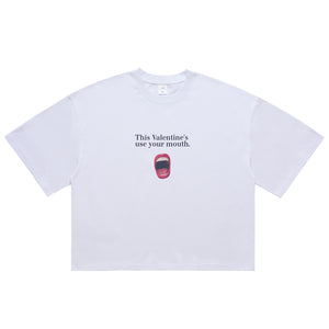 Valentines day t-shirt mouth print top y2k lovers tee in black