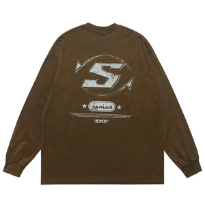 Genius slogan jumper 00s grunge long sleeve top skater t-shirt in black