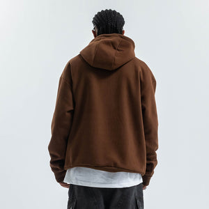 Dream boy slogan hoodie mountain print pullover retro landcape poster jumper in brown