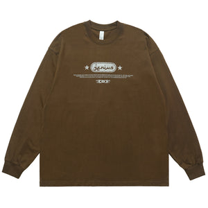 Genius slogan jumper 00s grunge long sleeve top skater t-shirt in black