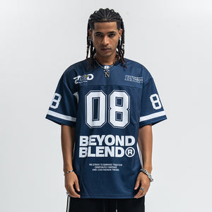 American baseball t-shirt retro college top 00s basketball tee in blue