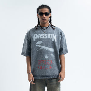 Boxer t-shirt motivational top grunge hip-hop tee in grey