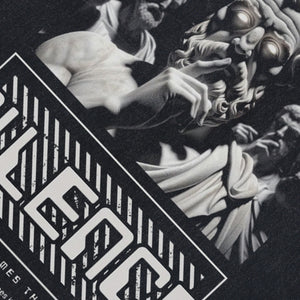 Silence slogan sleeveless t-shirt Greek god surfer vest retro ancient poster tank top in acid wash black