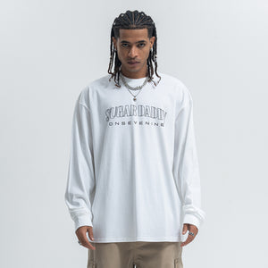 Sugar daddy slogan top long sleeve diamante jumper glitter slogan pullover in white