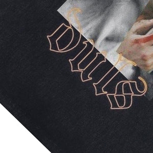 Pop art sleeveless t-shirt retro sculpture print surfer vest grunge tank top in acid wash black