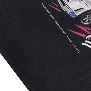 Anime car sleeveless t-shirt motorsports cartoon vest 00s racing poster tank top in acid wash black