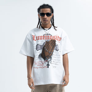 Prayer t-shirt cross print tee religion top in white