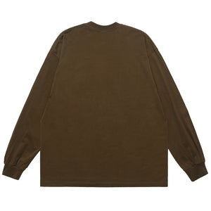 Fuck off slogan jumper pinup girl print top long sleeve retro grunge t-shirt in brown