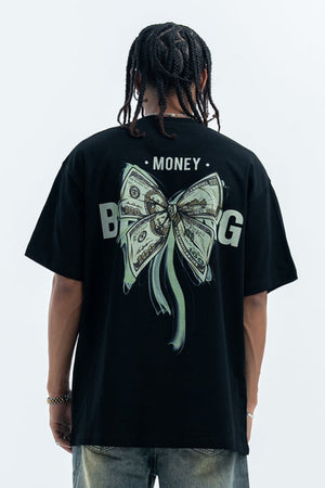 Money print t-shirt dollar sign tee hip-hop top rapper jumper black