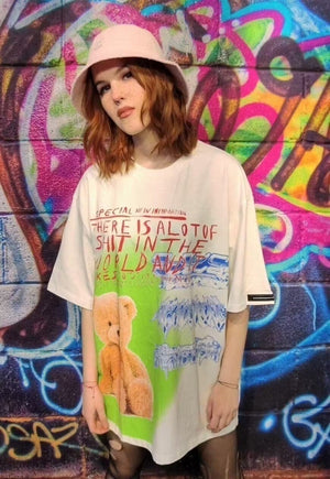 Teddy graffiti tee trippy y2k bear top subculture t-shirt