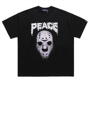 Jason mask t-shirt horror movie tee grunge top in black