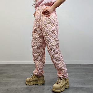 Glitter joggers pink track pants gold embellished trousers metallic hotpants fleece rave overalls sports set burning man outfit festival