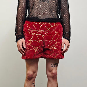 Glitter shorts red gold going out shiny embellished cropped trousers detachable handmade short festival trousers luminous party hotpants