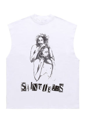 Saint sleeveless t-shirt retro tank top surfer Jesus vest