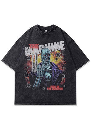 Robocop t-shirt robot print tee cyberpunk top vintage grey