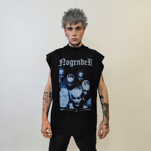 Punk sleeveless t-shirt tank top surfer vest vintage wash sample sale 3 for 2