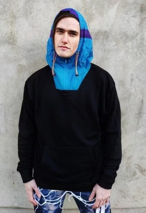 90s skiing beam hoodie reworded y2k high neck pullover black