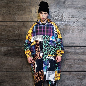 Tartan jacket handmade emoji print windbreaker in leopard