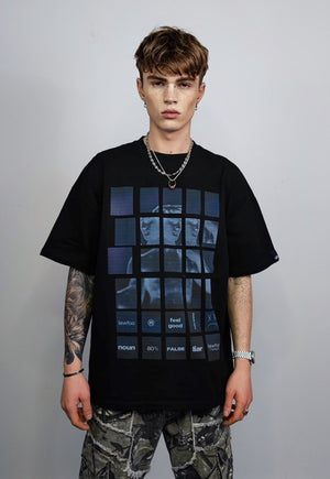 Roman art t-shirt statue print tee cyber goth top in black