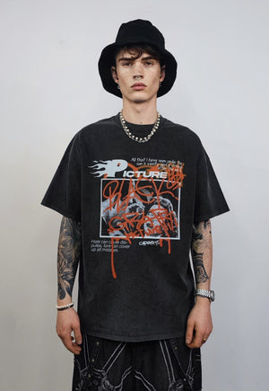 AESTHETIC PRINT vintage wash t-shirt sample sale 3 for 2