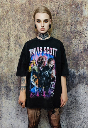 Legendary star PRINT Travis Scott vintage wash t-shirt sample sale 3 for 2