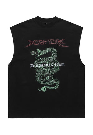 Snake print tank top surfer vest retro sleeveless t-shirt