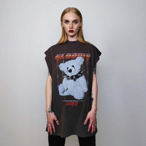 Punk bear sleeveless tank top surfer vest vintage wash sample sale 3 for 2