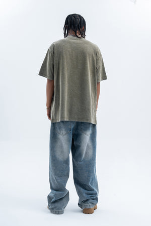 psychedelic t-shirt creepy sculpture top grunge painting tee in Grey