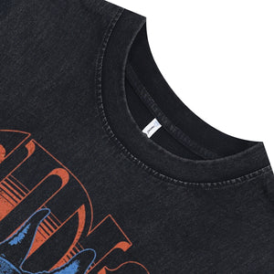 Doberman sleeveless t-shirt king slogan surfer vest 90s grunge pinscher tank top in acid wash black