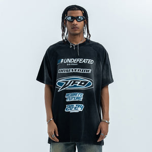 Undefeated t-shirt motivational slogan top racing t-shirt black