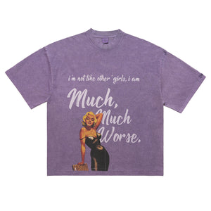 Art deco t-shirt retro movie girl top blondie hollywood tee in blue