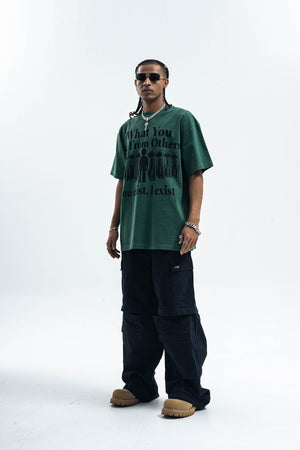 Psychedelic slogan t-shirt retro slogan top human print tee in orange