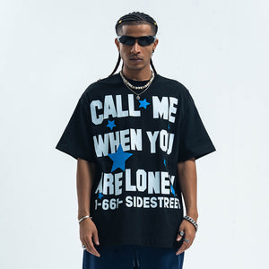 Lonely t-shirt single slogan top graffiti tee in Black