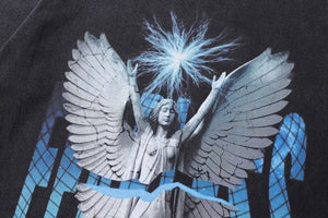 Fearless slogan t-shirt angel cartoon tee retro saint top in vintage grey