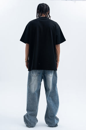 Hip-hop t-shirt rapper top money print tee Brown