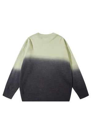 Gradient sweater knitted tie-dye jumper abstract top green