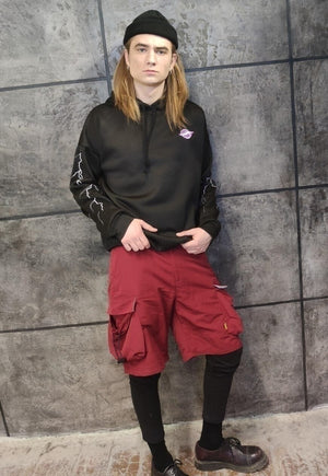 Cargo pocket shorts beam Korean skater sports pants in red