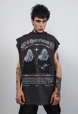 Scary sleeveless t-shirt tank top surfer vest vintage wash sample sale 3 for 2