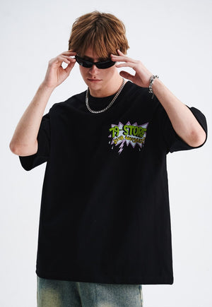 Funny cartoon t-shirt tee muscle tee retro grunge top black